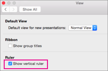 Show vertical ruler box