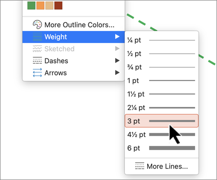 Mac shape outline weight menu
