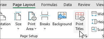On the Page Layout tab, click Print Titles