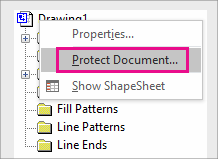 Protect Document in Drawing Explorer in Visio 2016