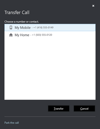 Choose a number or contact