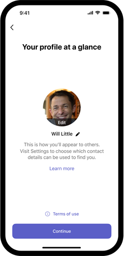 Confirm profile and select purple button
