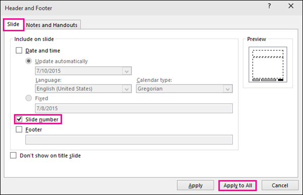 Show header and footer dialog in powerpoint