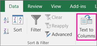 Choose Data > Text to Columns