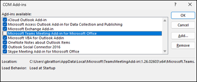 classic Outlook COM add-ins option