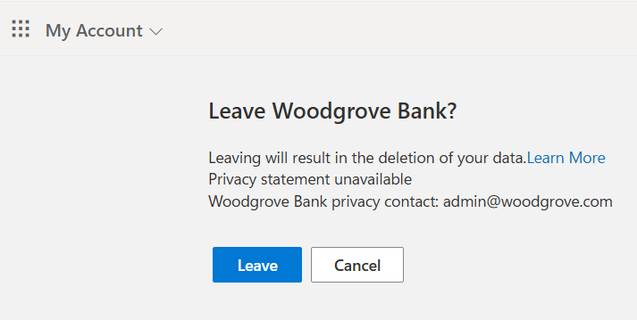 Screenshot shows the Leave and Cancel button in the leave flow.