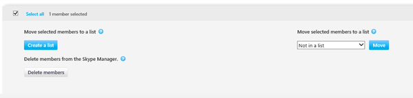 List options for Skype Manager member