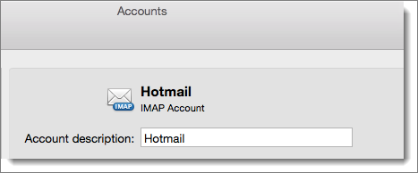 A description and type of an Outlook account are shown.