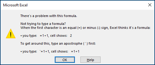 Image of Excel's "Problem with this formula" dialog