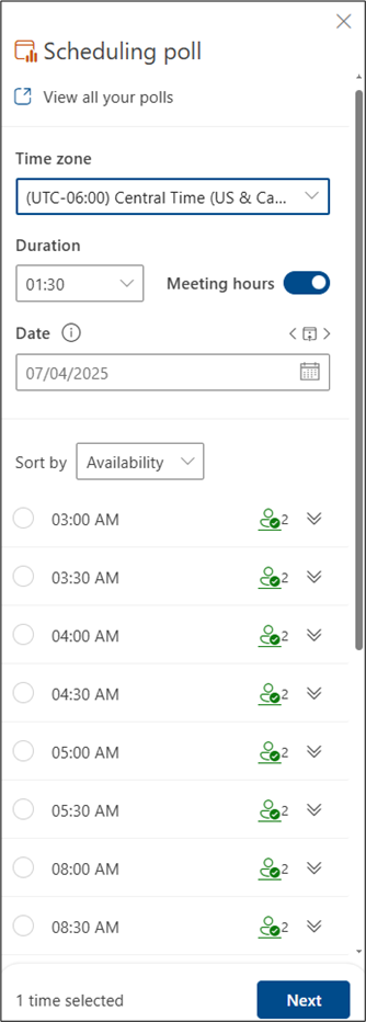 Scheduling Poll in Outlook
