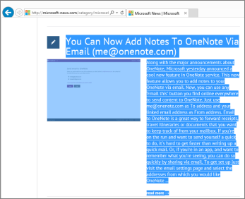 Screenshot showing part of a web page selected to copy.