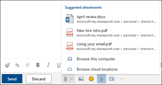 Attach files showing suggested attachments