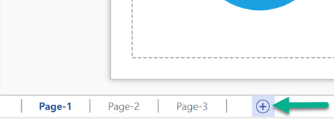 The Insert A New Page button on the Status bar in Visio for the web.