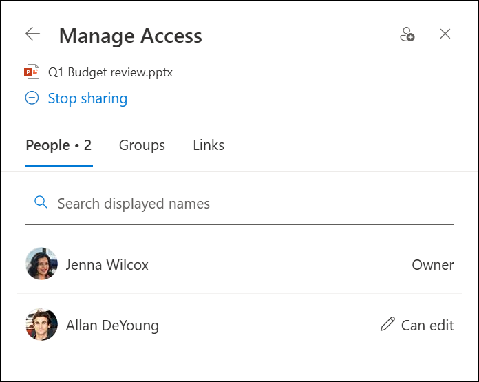 Shows who Has Access to shared files