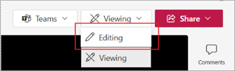 Screenshot showing how to switch to Editing mode in Microsoft Stream.