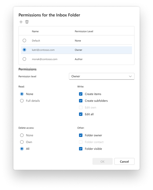Detailed folder sharing card