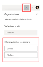 The menu of organizations you can switch to