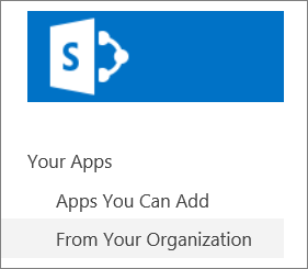 Quick Launch bar with From your organization highlighted