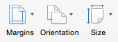 Click to set margins, orientation, and size