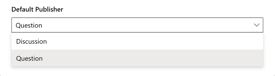 Screenshot showing choosing default Yammer publisher type