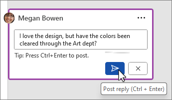 Post button on comment