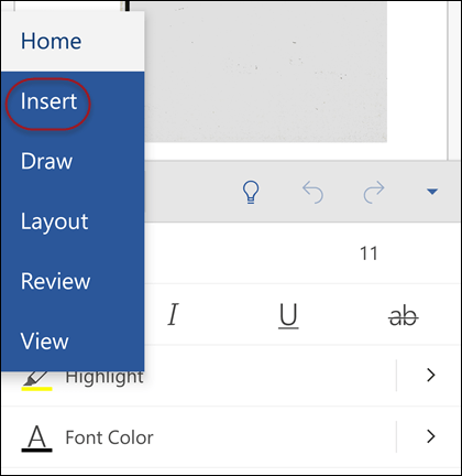 Tap Home to expand the gallery of tabs you can choose.