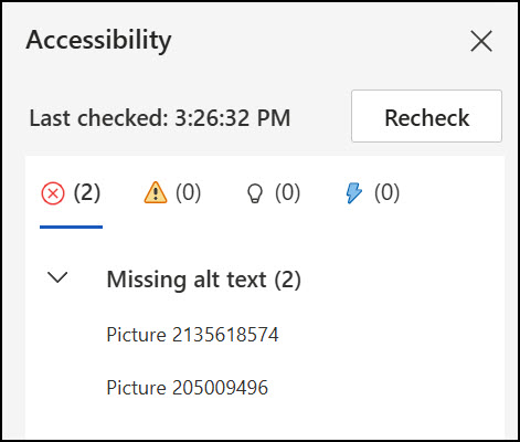 Check accessibilty in Word for the web