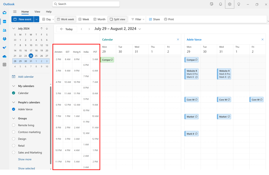 Screenshot showing adding multiple time zone in calendar