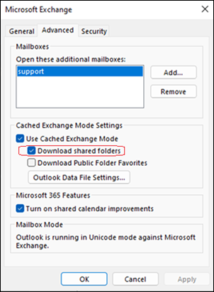 Shared folders issue in classic Outlook