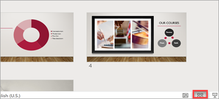 Shows slide sorter on presentation