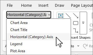 Current selection with horizontal axis selected