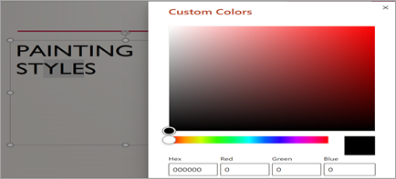 Show's custom color window