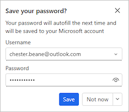 Screenshot showing the dialog box offering to save your password