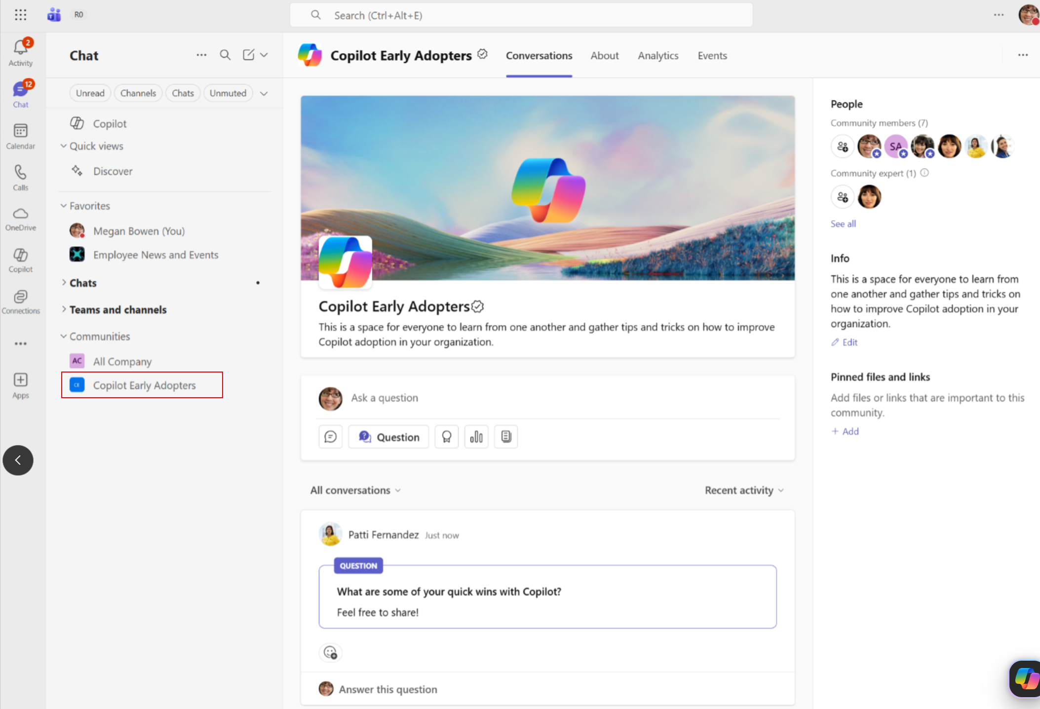 Screenshot illustrating how to access the Communities feature in the left rail