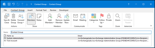 contact group exchange issue
