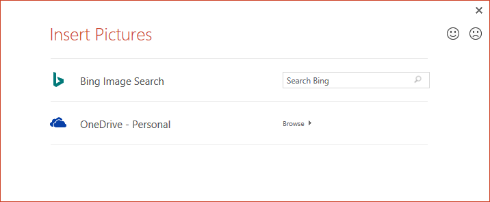The OneDrive option in the Insert Online Pictures dialog box no longer works as expected