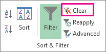 Clear a filter button