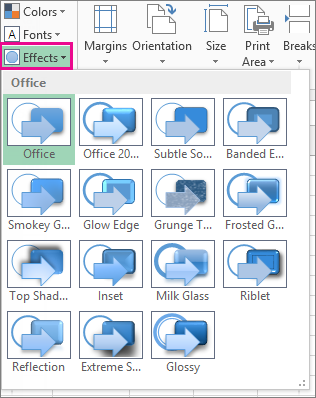 Theme Effects on the Page Layout tab