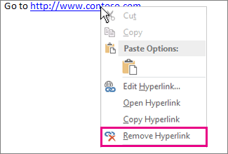 Right click menu, Remove Hyperlink