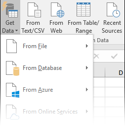 Data > Get & Transform > Get Data options
