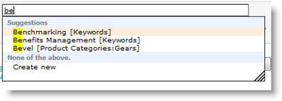 When you start typing a keyword, available terms and existing keywords are suggested to you.