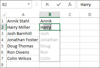 Flash Fill live preview