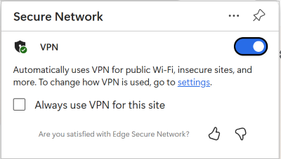 Screenshot of VPN toggle