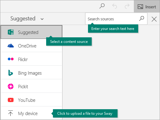 Insert command and content search box