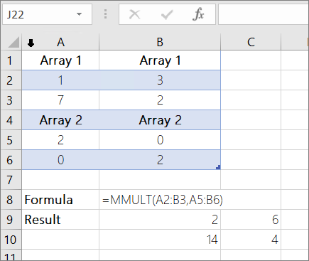 MMULT function- Example 1