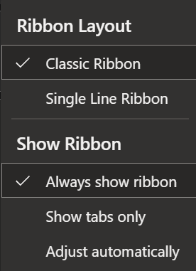 Screenshot of ribbon in web.