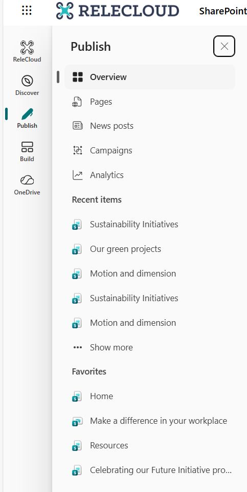SharePoint app bar Publish