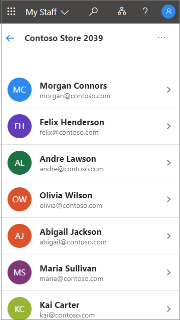 Select one of the users in a location in My Staff