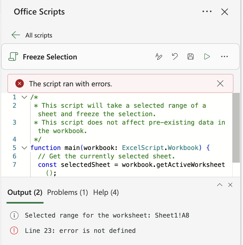See script errors in the Output log.