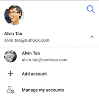 screenshot with the option to switch account, add account or manage my accounts